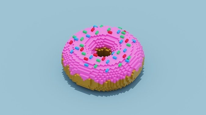 Voxel Donut Low-poly 3D model