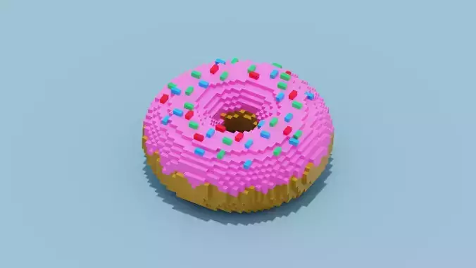 Voxel Donut Low-poly 3D model
