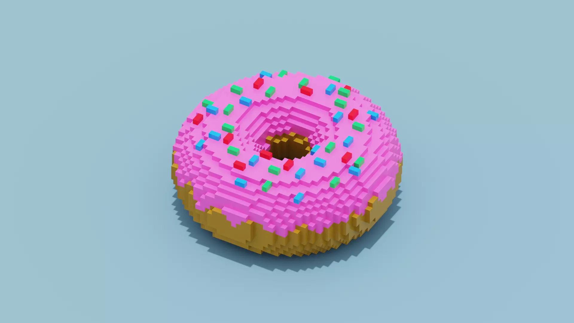 Voxel Donut Low-poly 3D model_0