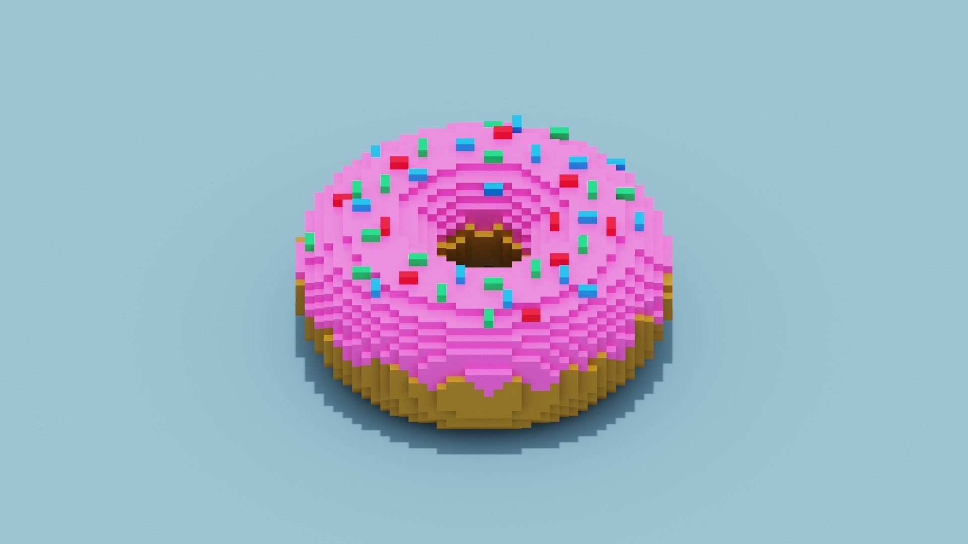 Voxel Donut Low-poly 3D model_11