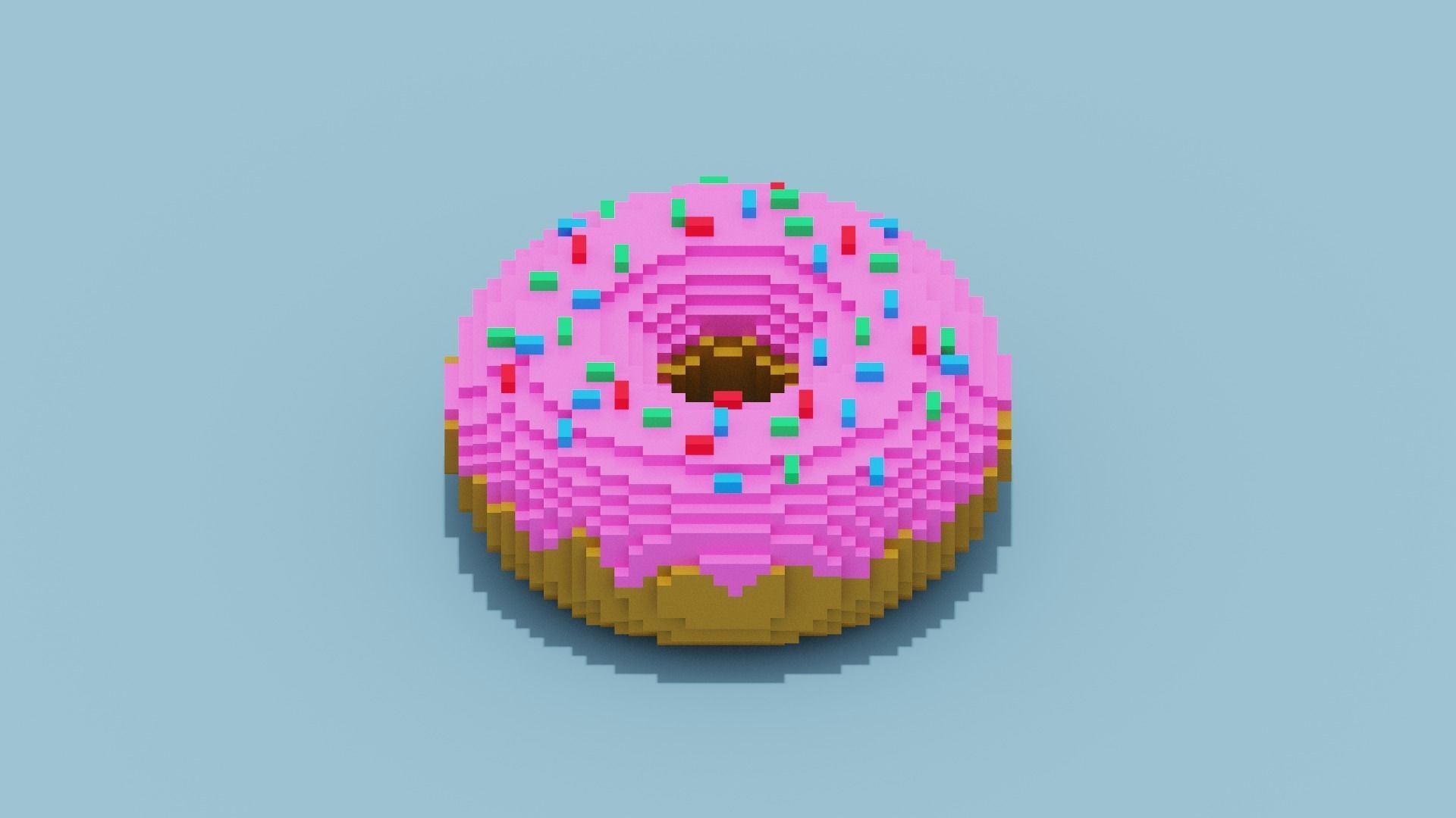 Voxel Donut Low-poly 3D model_1
