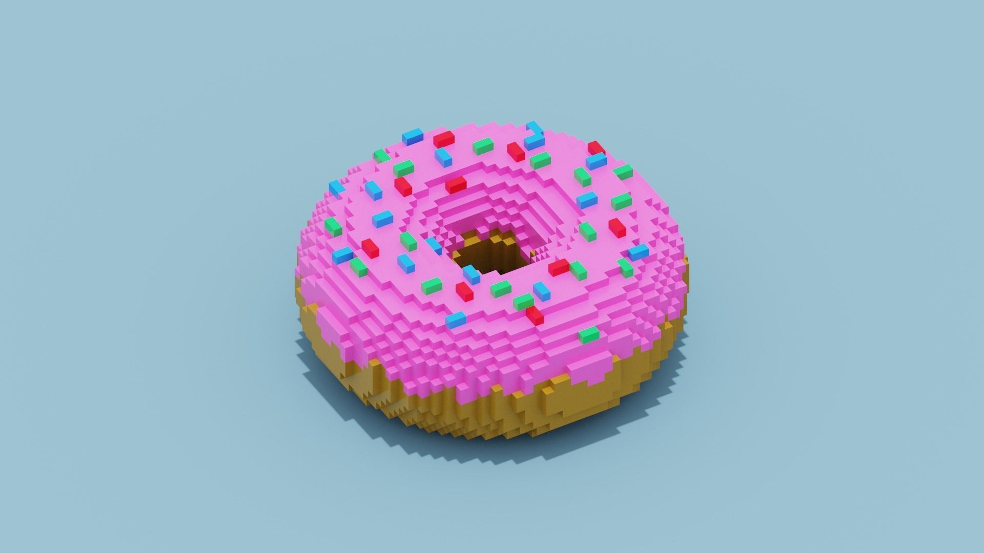 Voxel Donut Low-poly 3D model_7