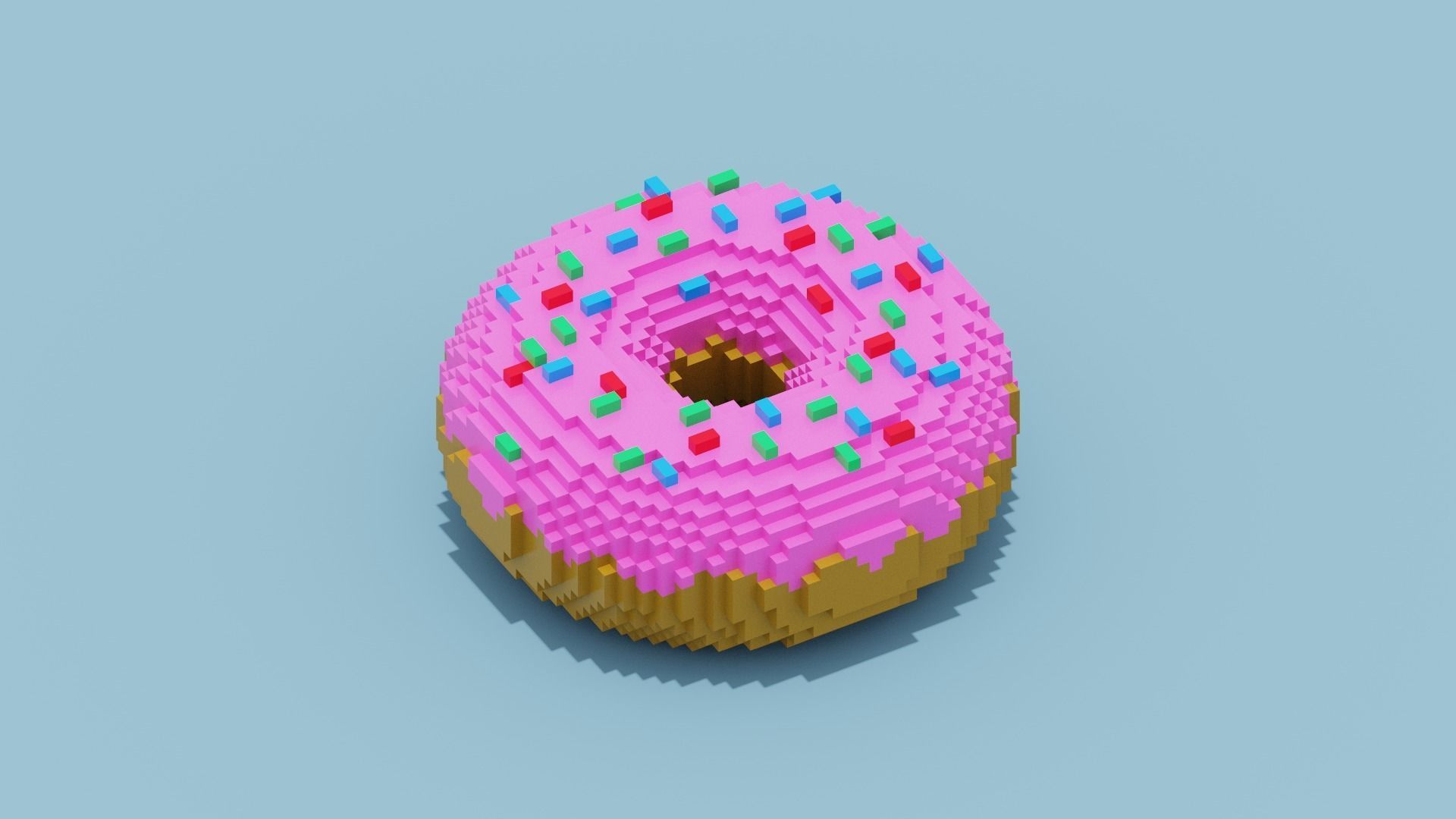 Voxel Donut Low-poly 3D model_9