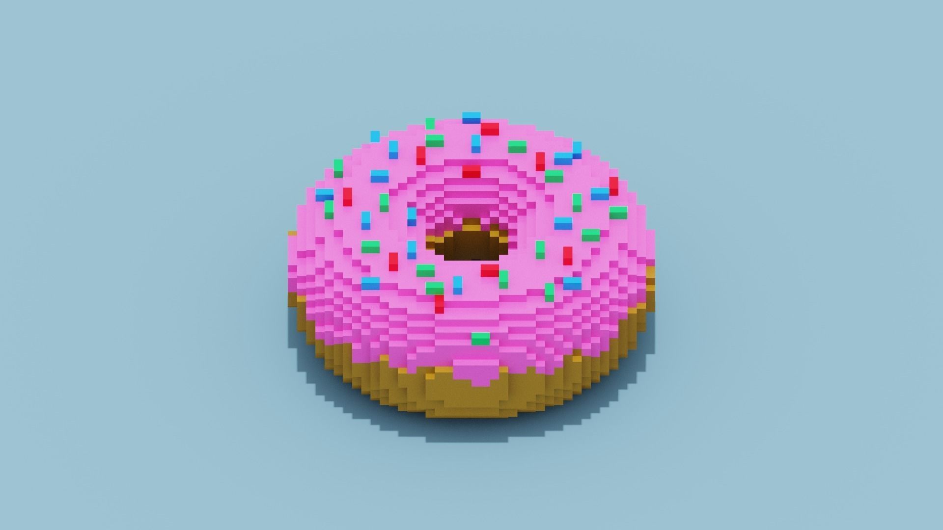 Voxel Donut Low-poly 3D model_8