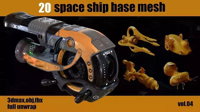 20 space ship Base Mesh   VOL04