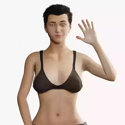 Cartoon Woman Ready naked Low-poly 3D model