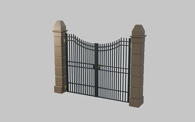 Exterior Gate Low-poly 3D model 5