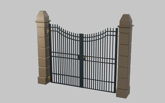 Exterior Gate Low-poly 3D model 2