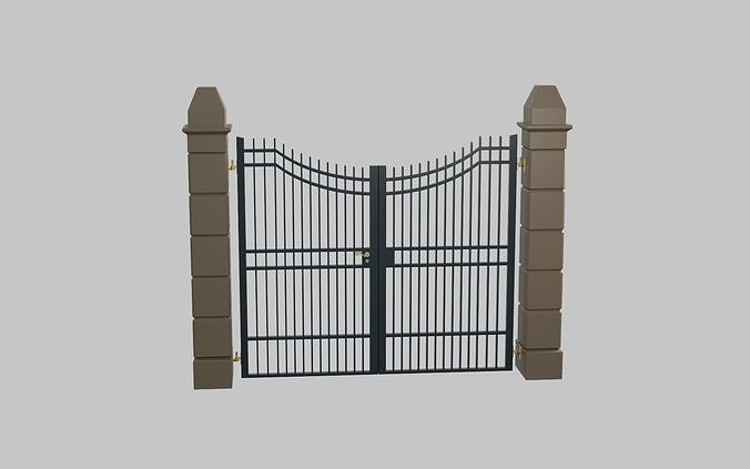 Exterior Gate Low-poly 3D model 4
