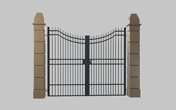 Exterior Gate Low-poly 3D model 6