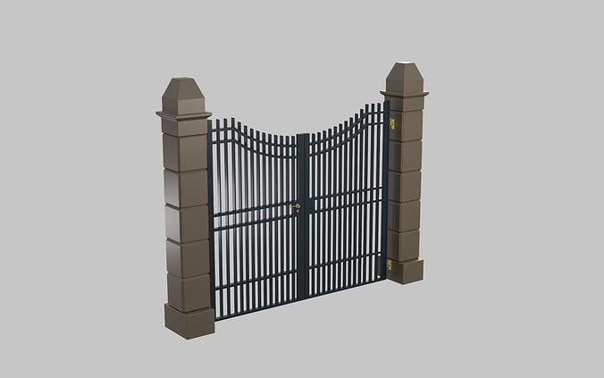 Exterior Gate Low-poly 3D model 3