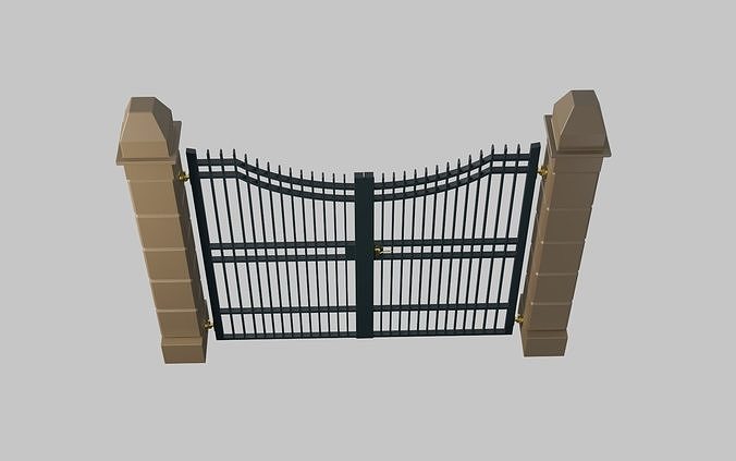 Exterior Gate Low-poly 3D model 7