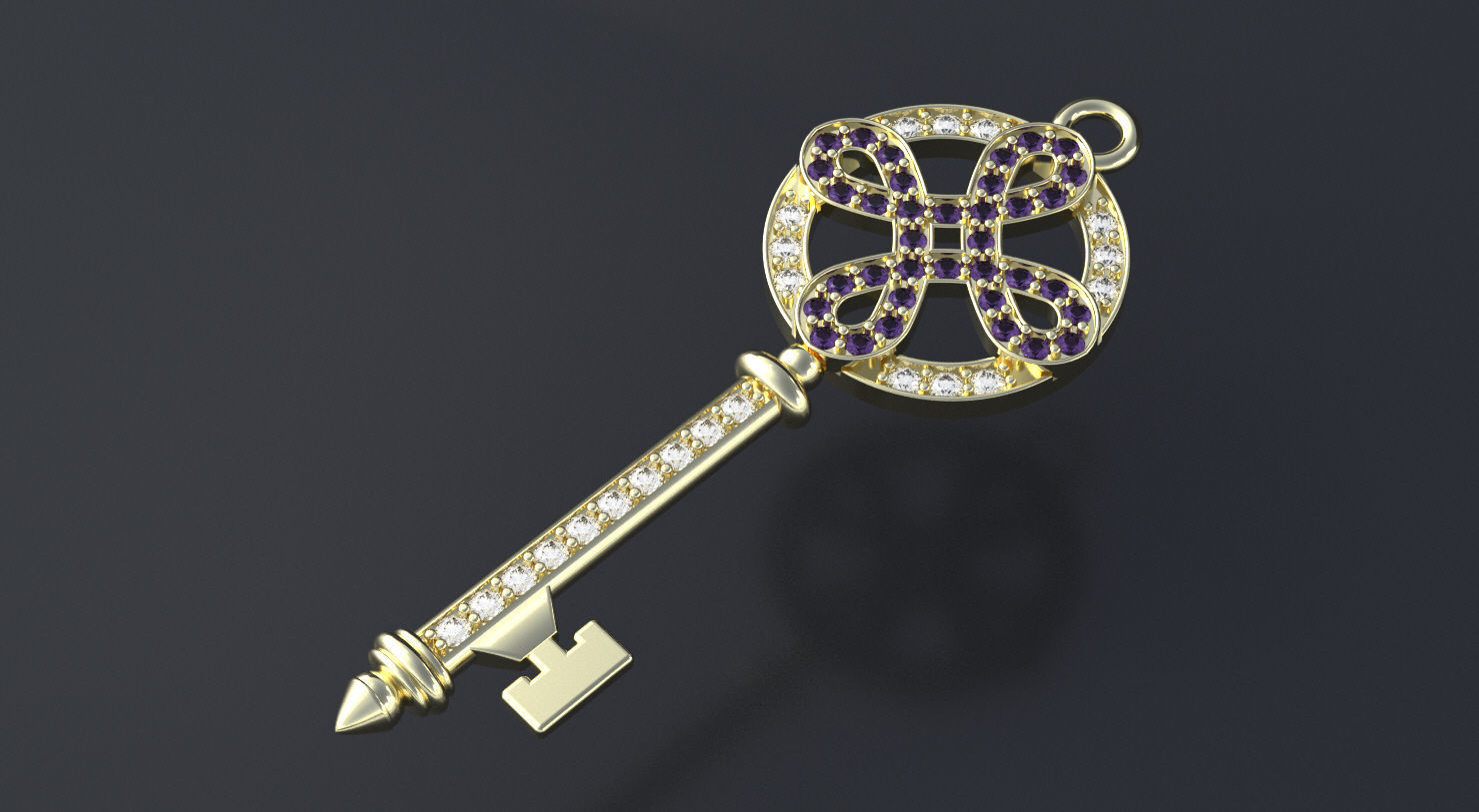 Jewelry Pendant necklace Key 3D print model or CNC  model 3D print model_7