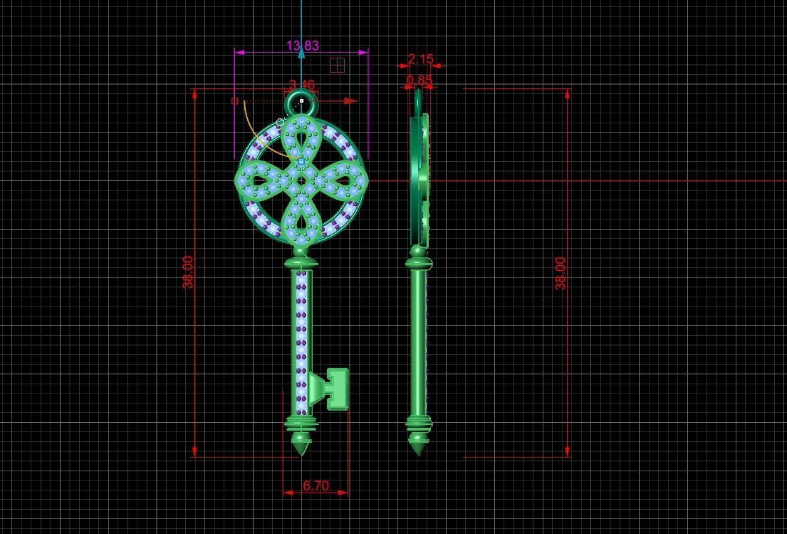 Jewelry Pendant necklace Key 3D print model or CNC  model 3D print model_10