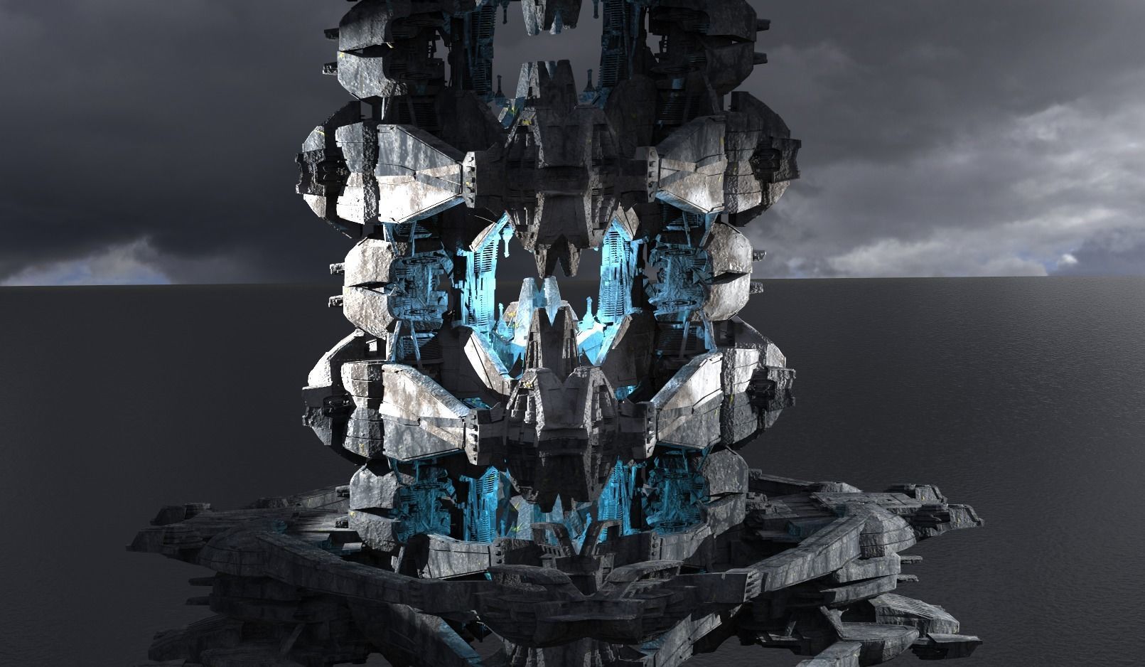 Energy towers Sci-Fi kit bash 1  3D model_1