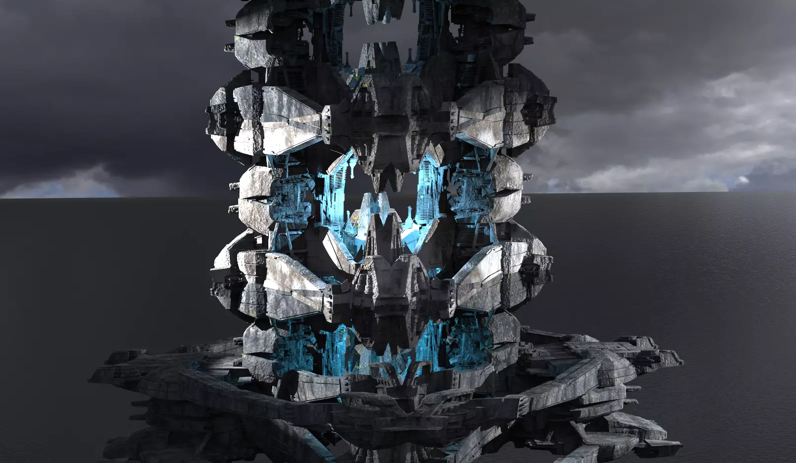 Energy towers Sci-Fi kit bash 1  3D model_0