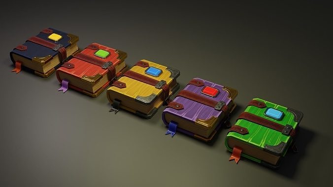 Medieval Book Set Low-poly 3D model