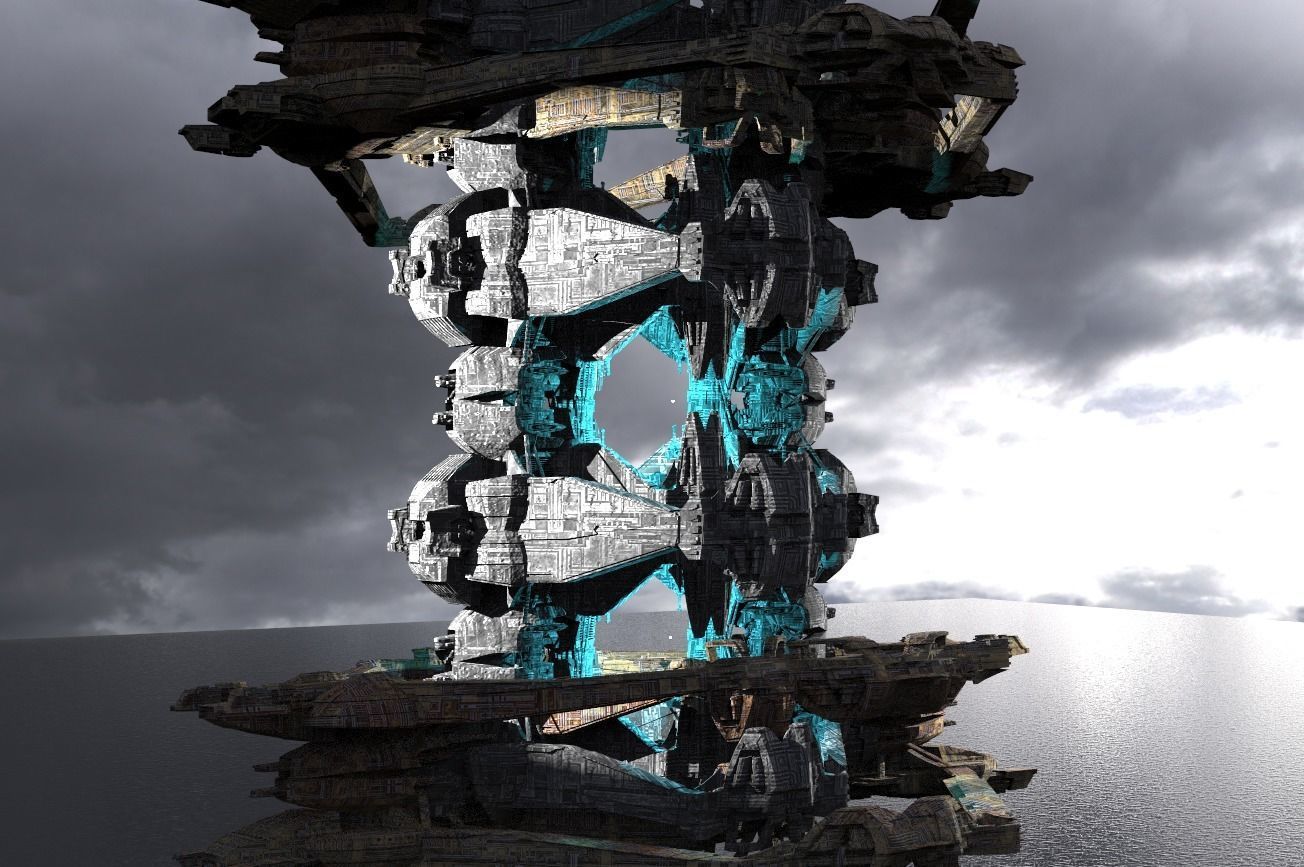 Energy towers Sci-Fi kit bash 2  3D model_1