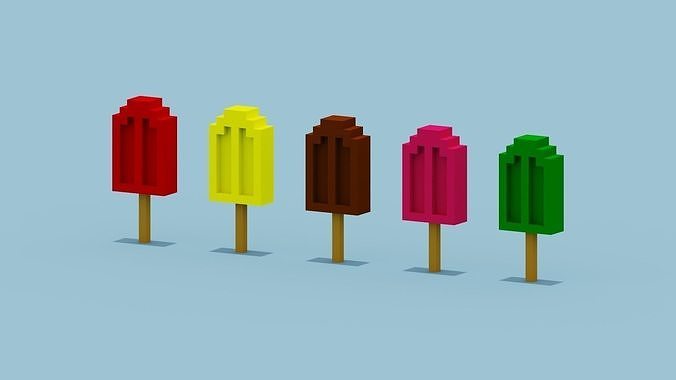 Voxel Ice Cream Low-poly 3D model
