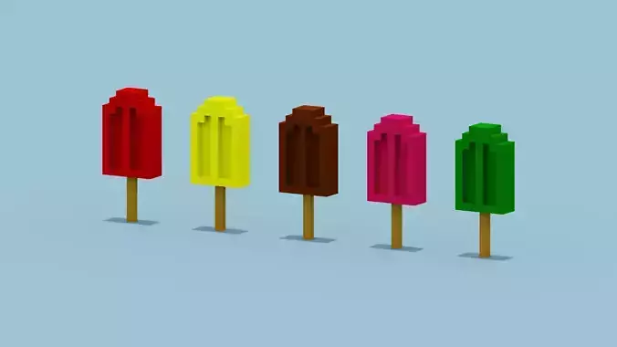 Voxel Ice Cream Low-poly 3D model
