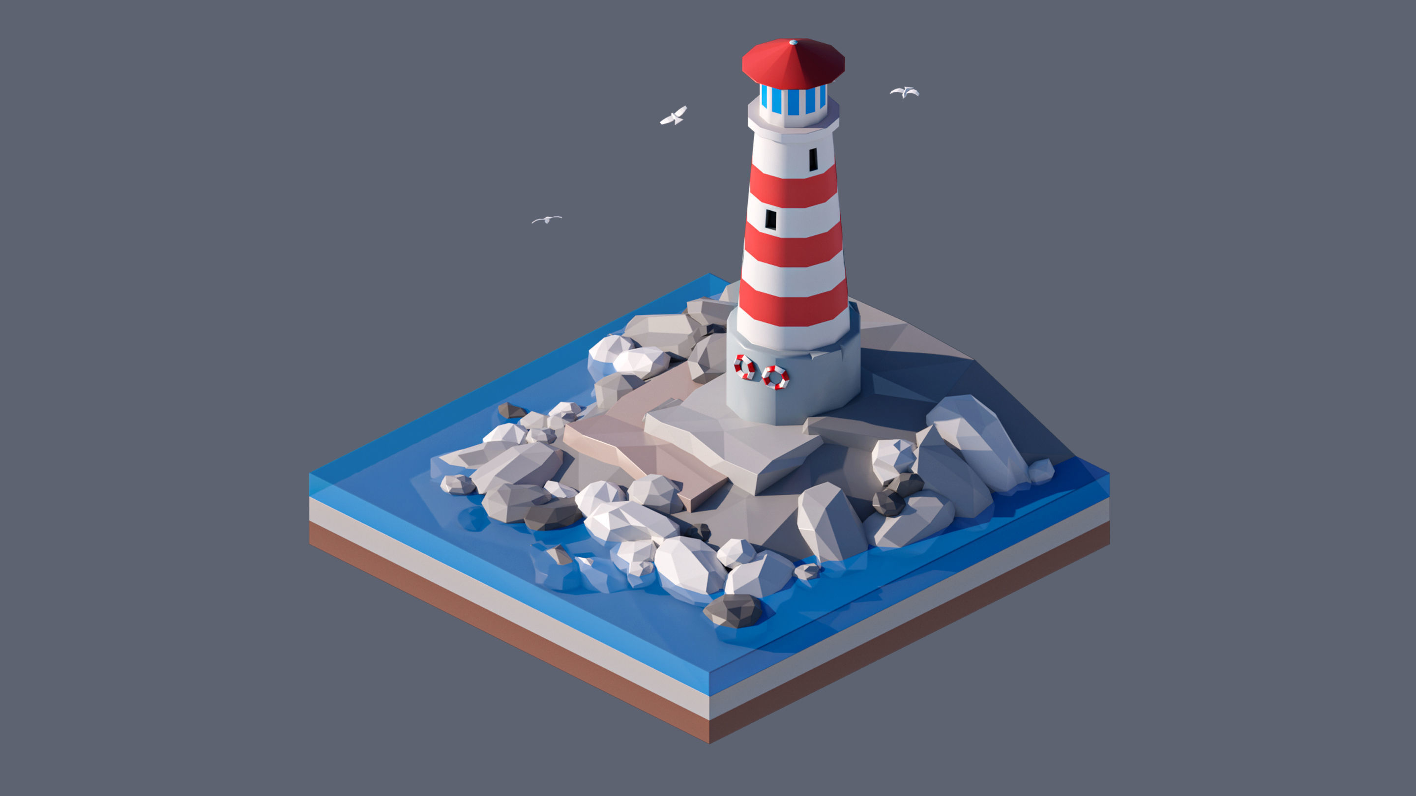 land 49A Low-poly 3D model_3