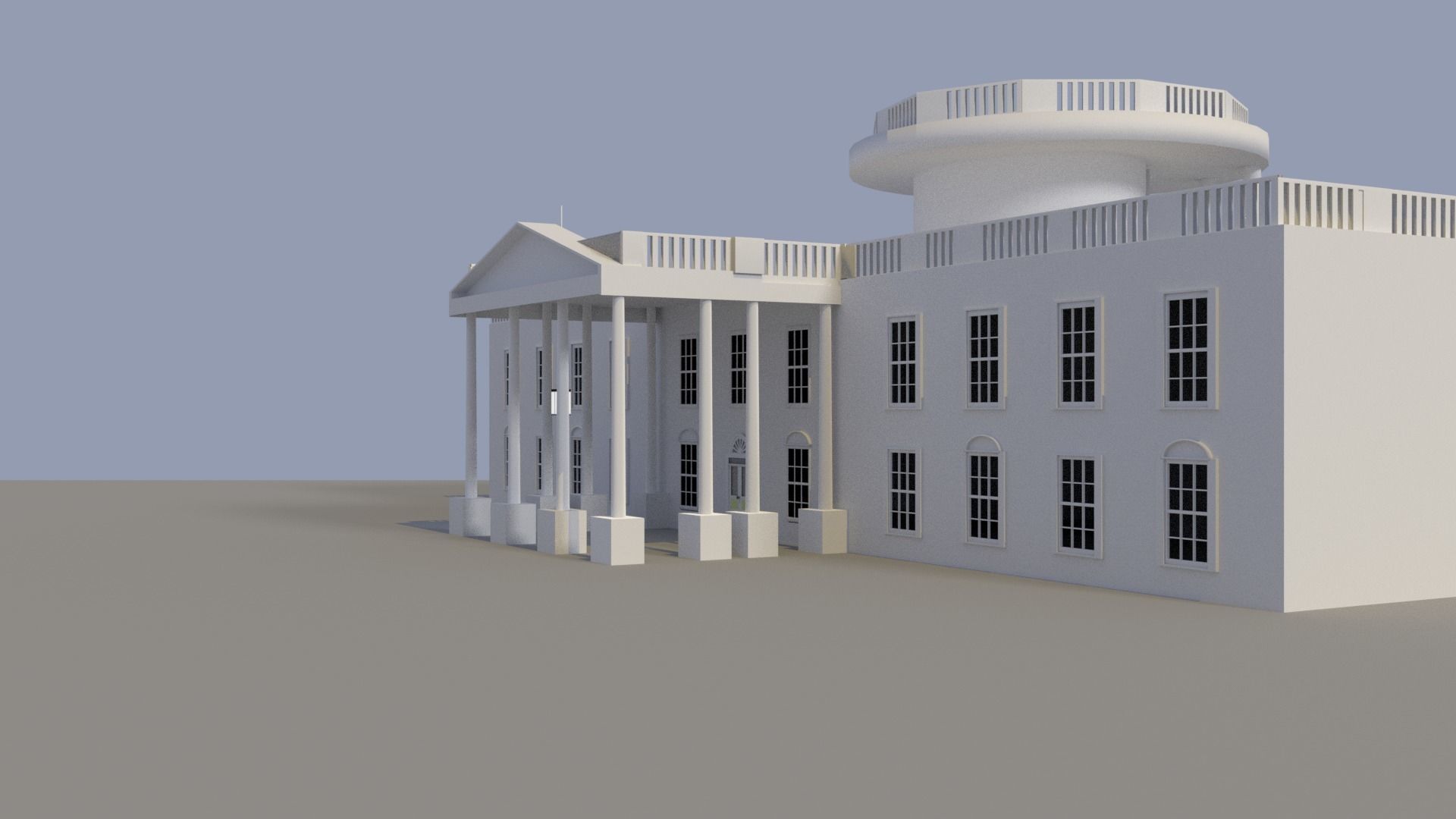 White House Low-poly 3D model_1