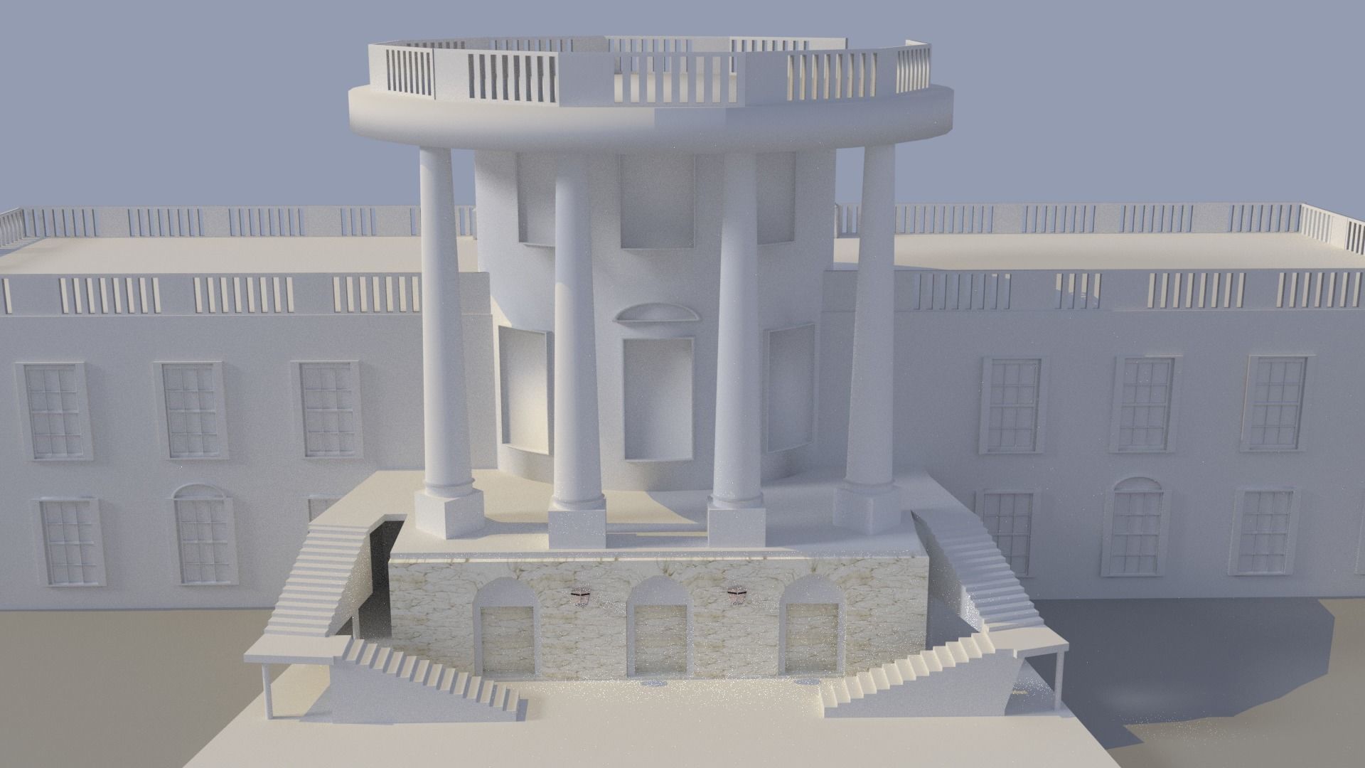 White House Low-poly 3D model_3