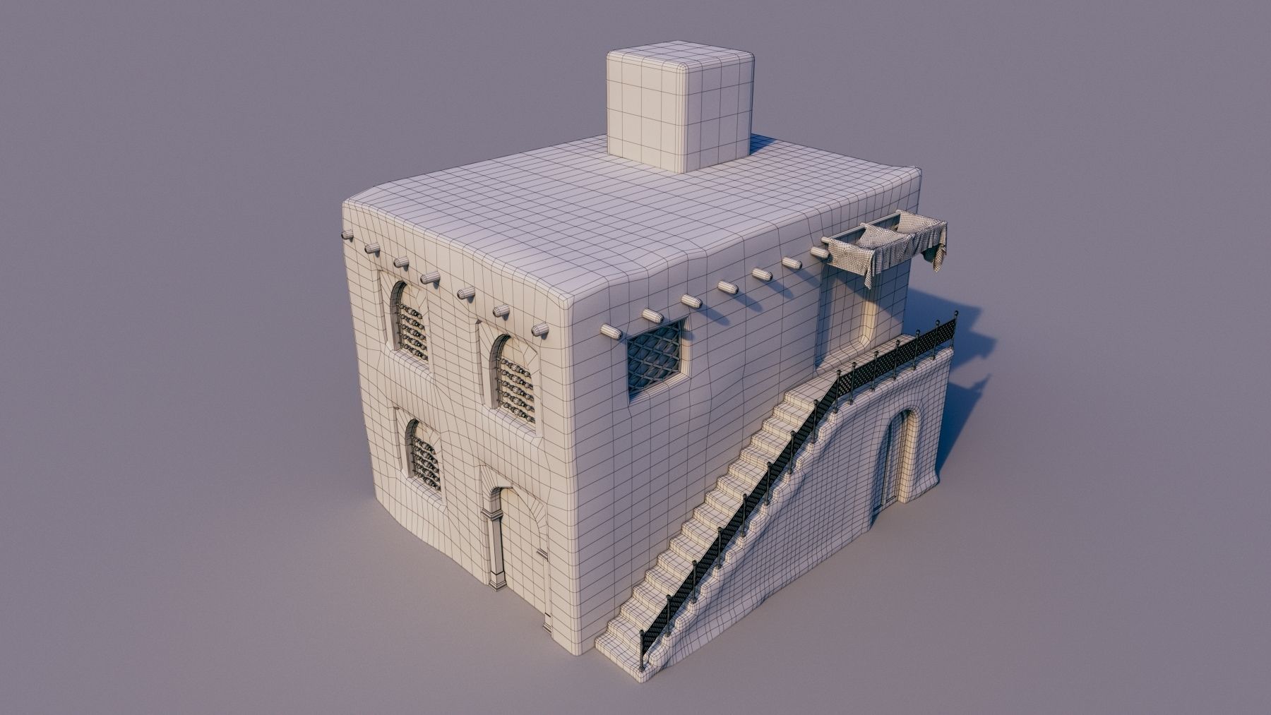 10 Models of Arabic houses and36 models of middle Eastern object Low-poly 3D model_2