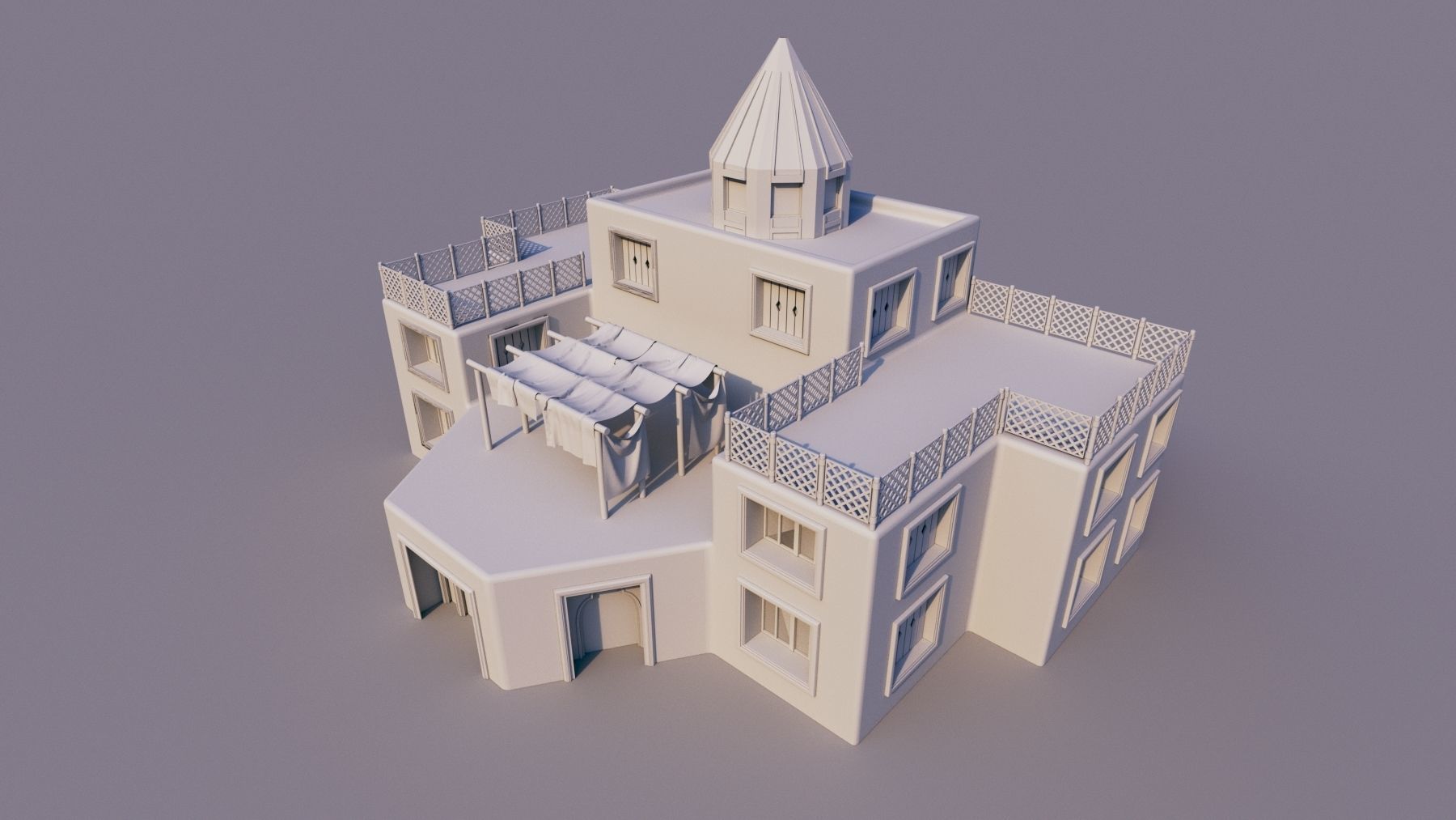 10 Models of Arabic houses and36 models of middle Eastern object Low-poly 3D model_14
