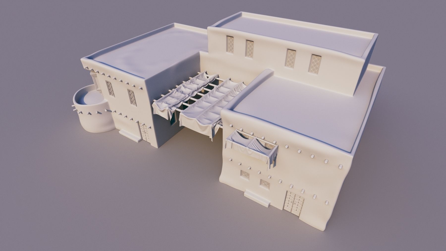 10 Models of Arabic houses and36 models of middle Eastern object Low-poly 3D model_12