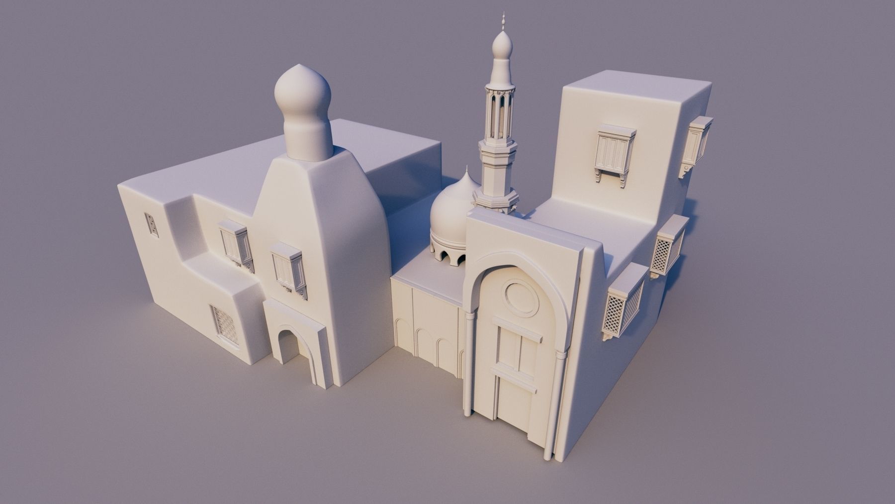 10 Models of Arabic houses and36 models of middle Eastern object Low-poly 3D model_7