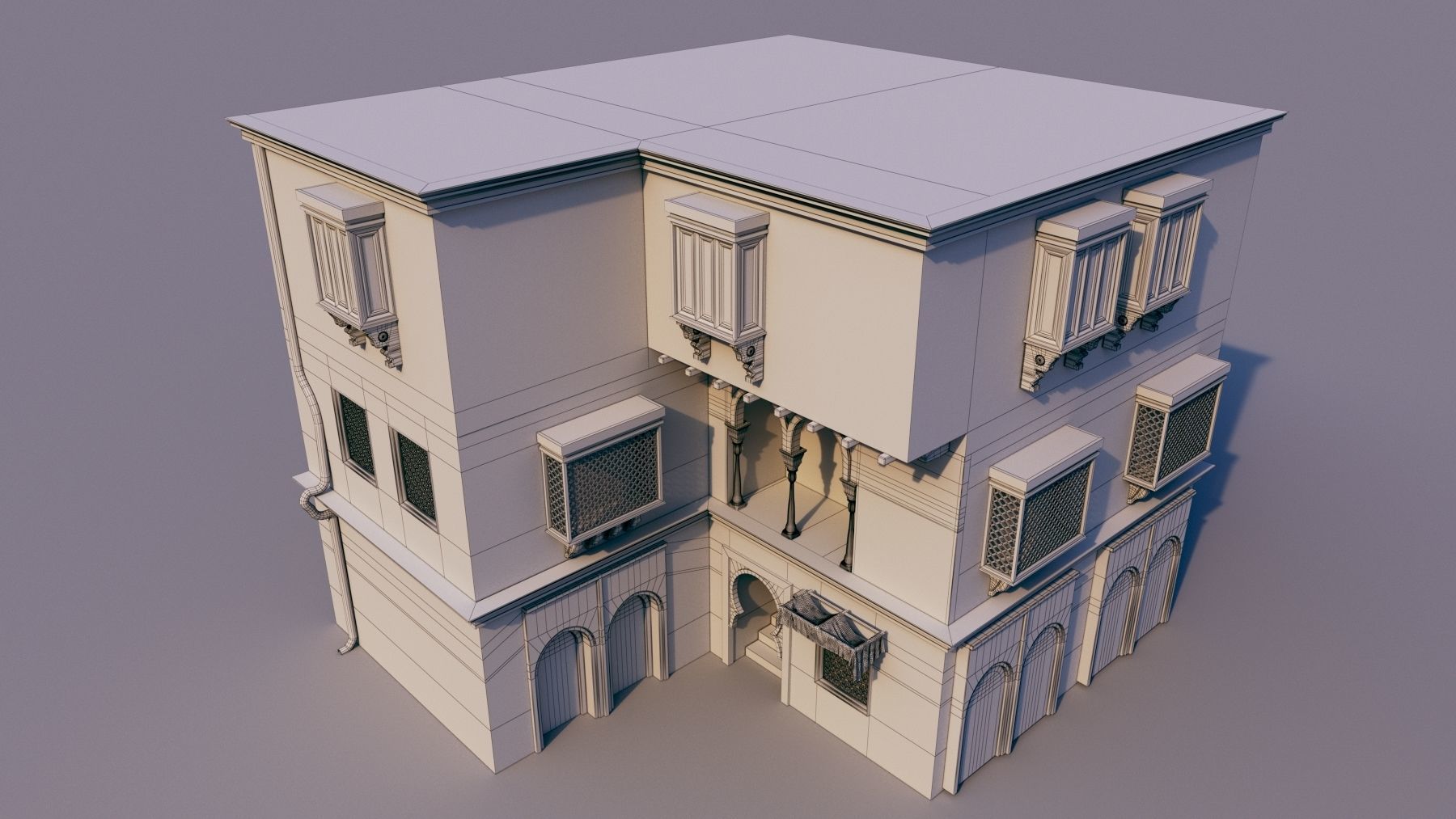 10 Models of Arabic houses and36 models of middle Eastern object Low-poly 3D model_4