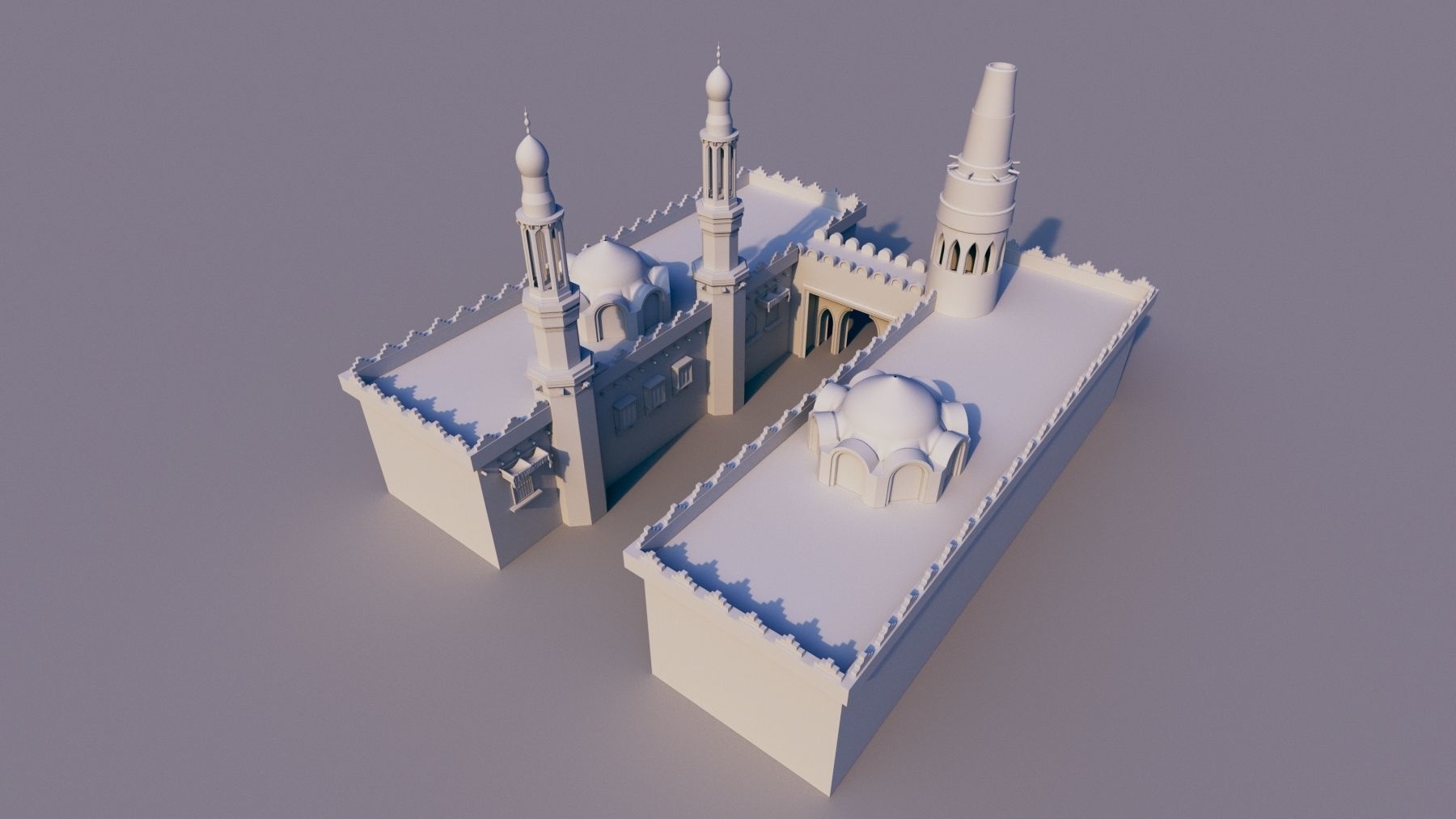 10 Models of Arabic houses and36 models of middle Eastern object Low-poly 3D model_9