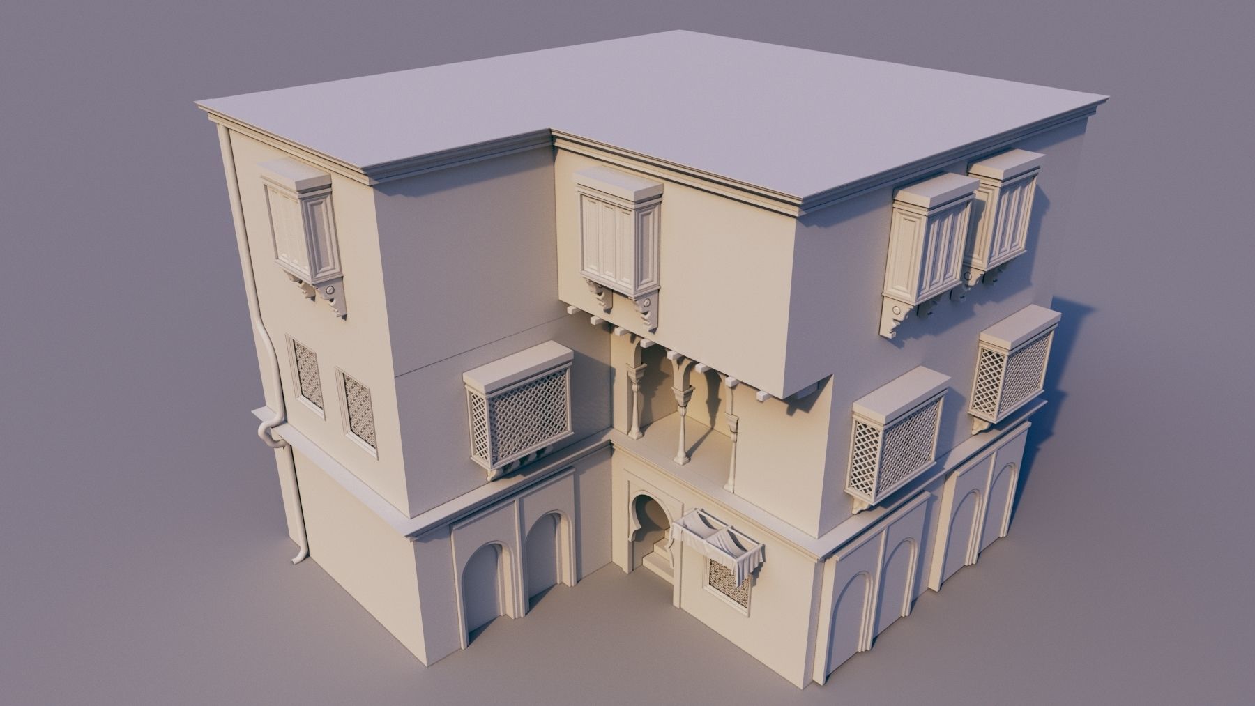 10 Models of Arabic houses and36 models of middle Eastern object Low-poly 3D model_3