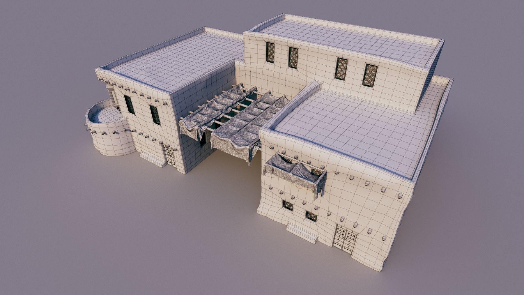 10 Models of Arabic houses and36 models of middle Eastern object Low-poly 3D model_13