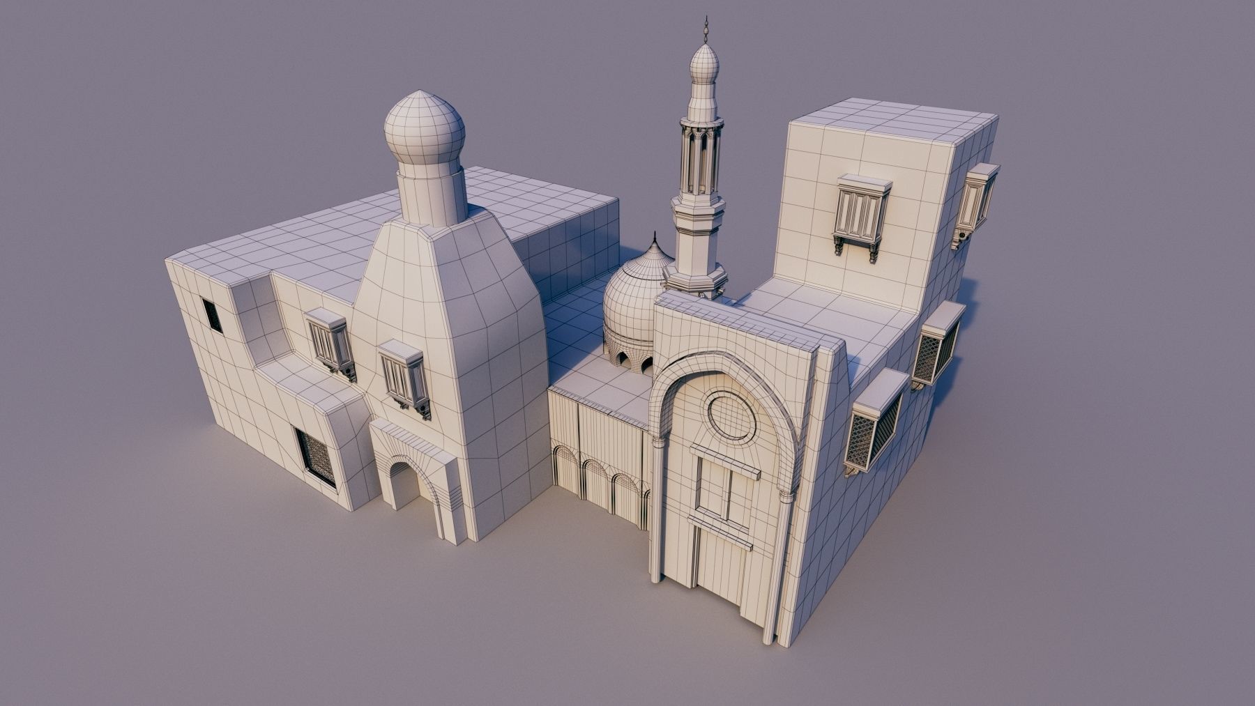 10 Models of Arabic houses and36 models of middle Eastern object Low-poly 3D model_8