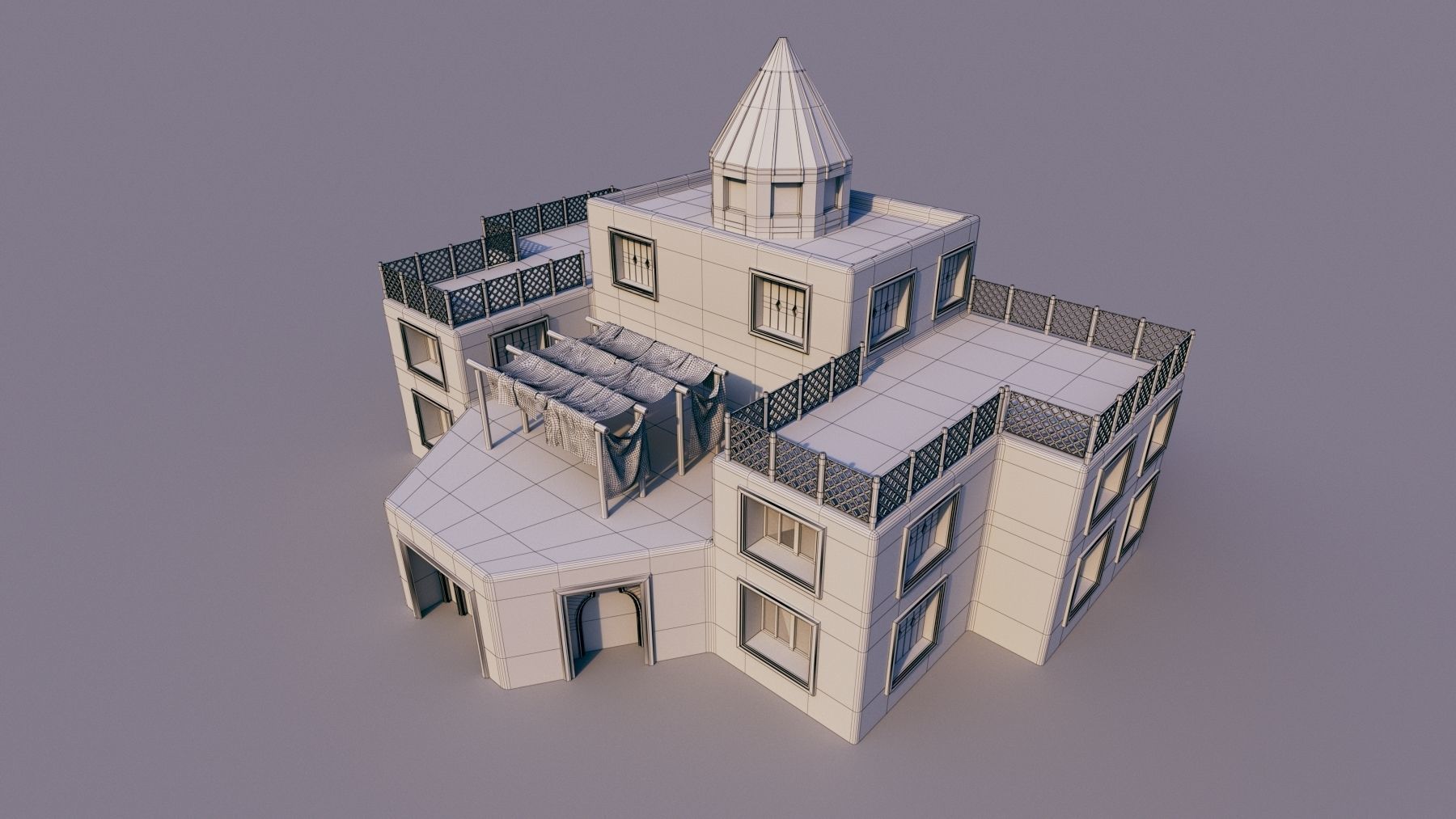 10 Models of Arabic houses and36 models of middle Eastern object Low-poly 3D model_15