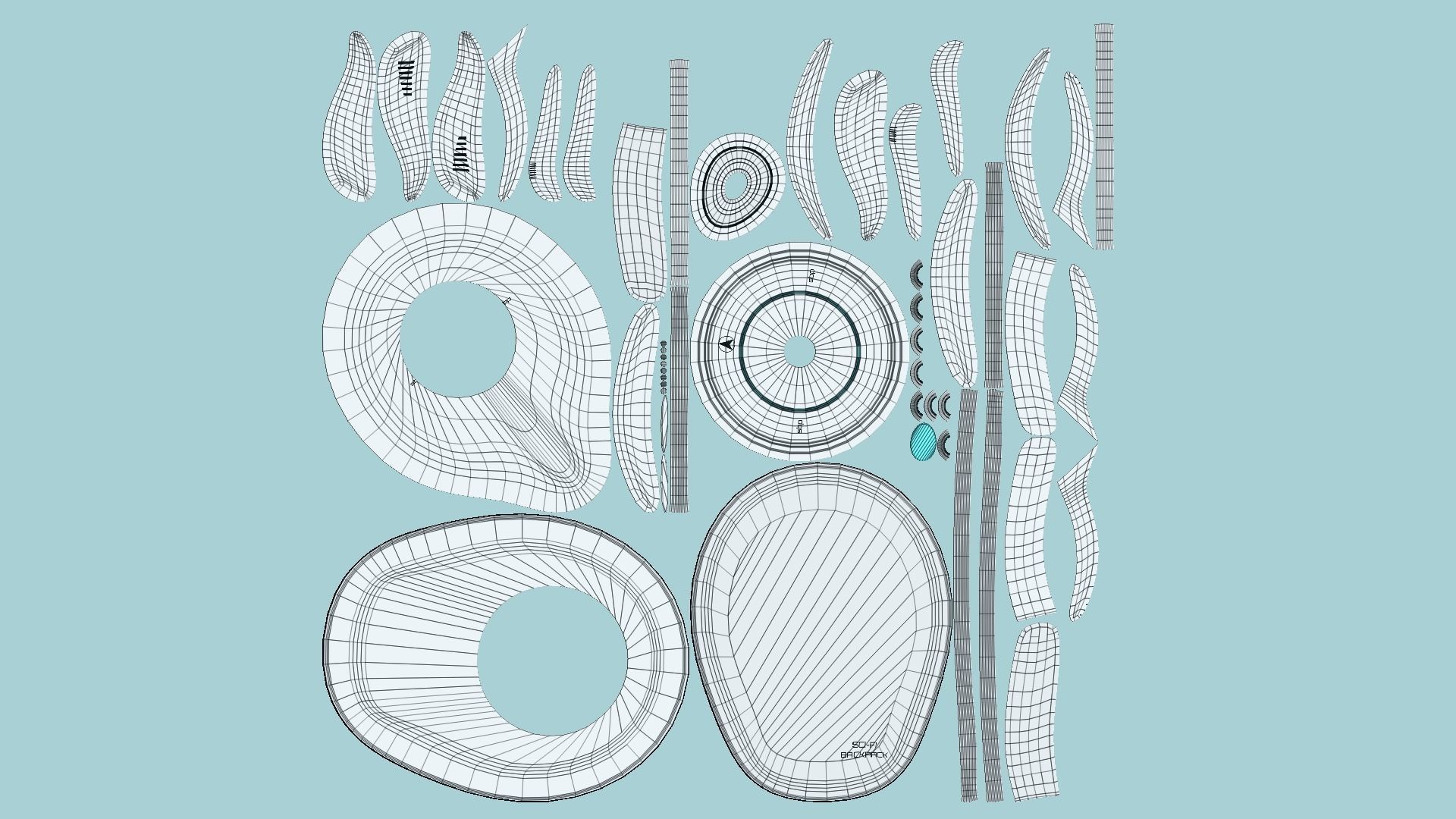 SciFi Backpack D09 Aluminum - Fashion Character Design Low-poly 3D model_5