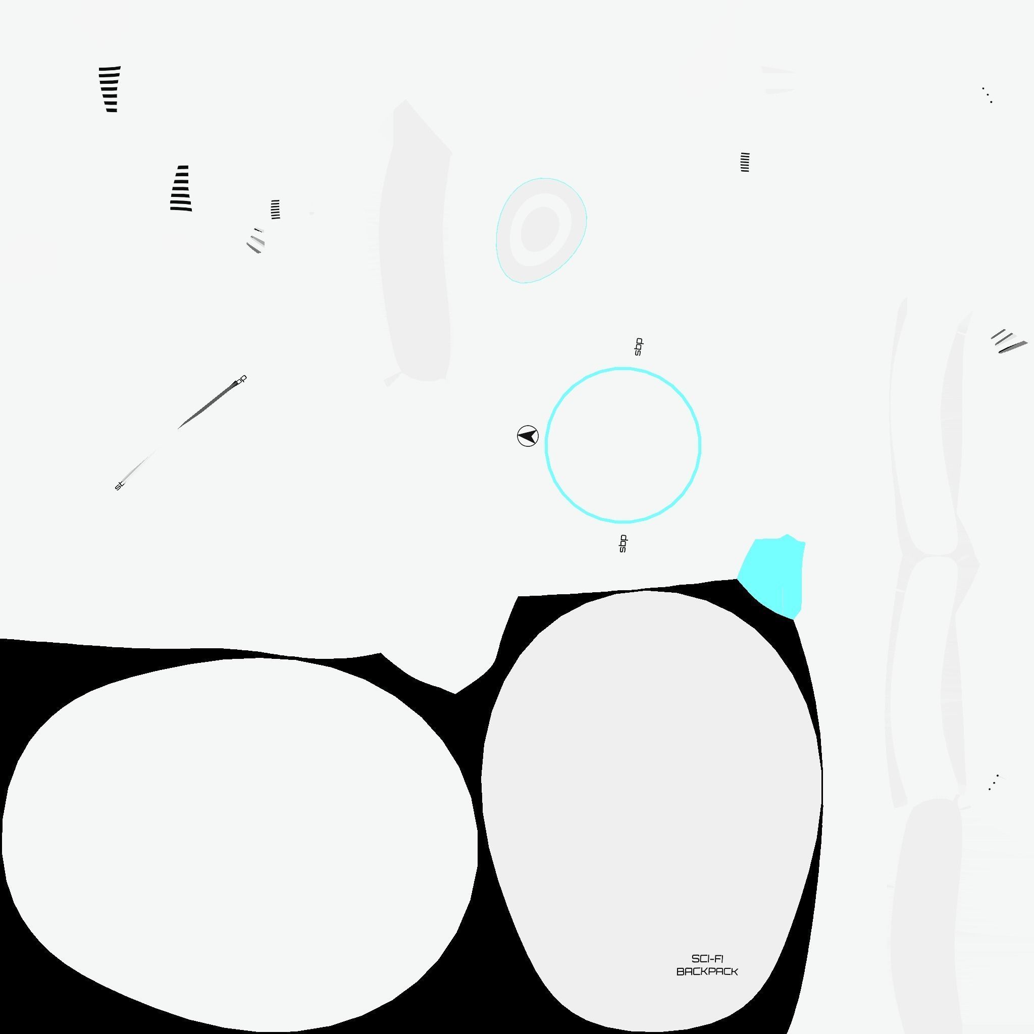 SciFi Backpack D09 Aluminum - Fashion Character Design Low-poly 3D model_20