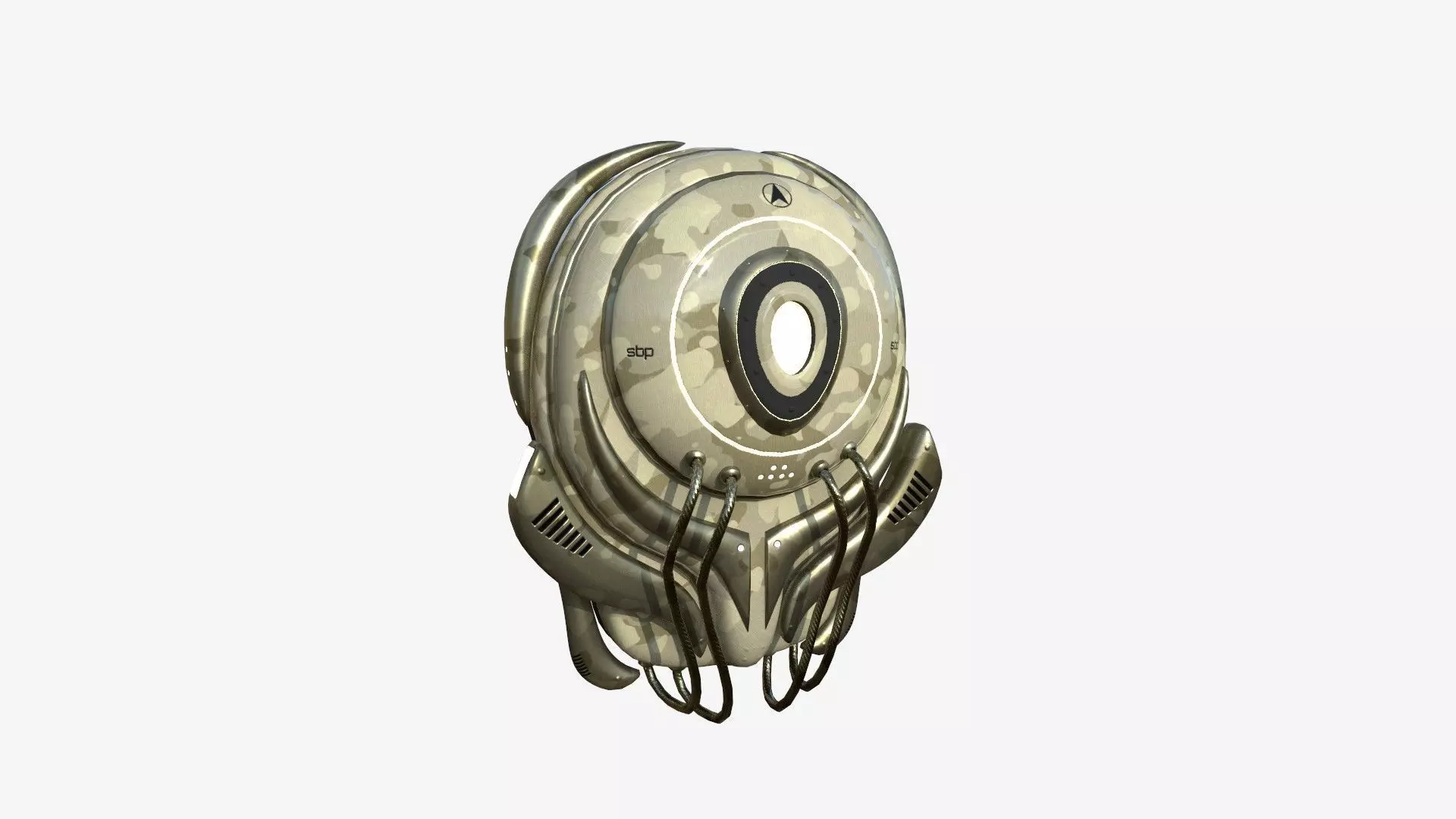 SciFi Backpack D10 Desert Camouflage - Fashion Character Design Low-poly 3D model_0