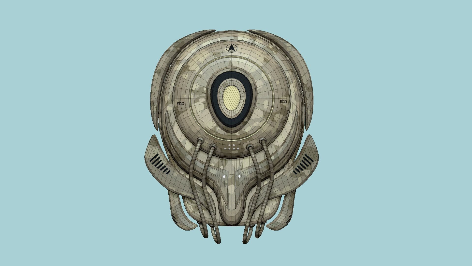 SciFi Backpack D10 Desert Camouflage - Fashion Character Design Low-poly 3D model_6