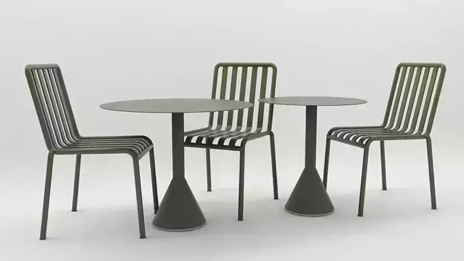 3D Olive Palissade Chair Cone Table Set Coffee Table model