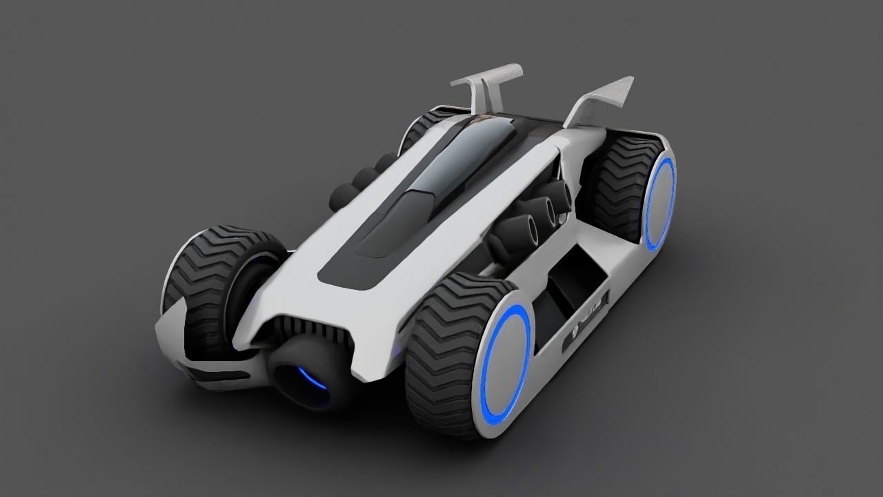Futuristic race vehicle rigged 3D model_12