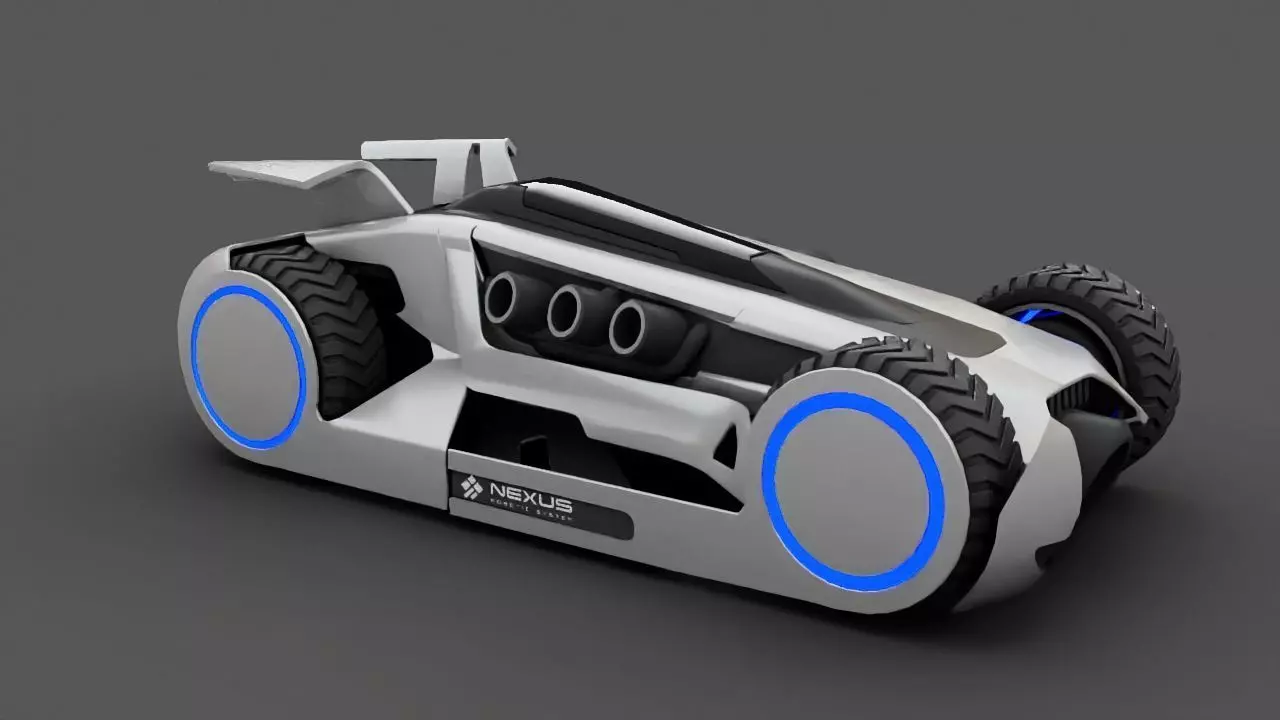 Futuristic race vehicle rigged 3D model_0