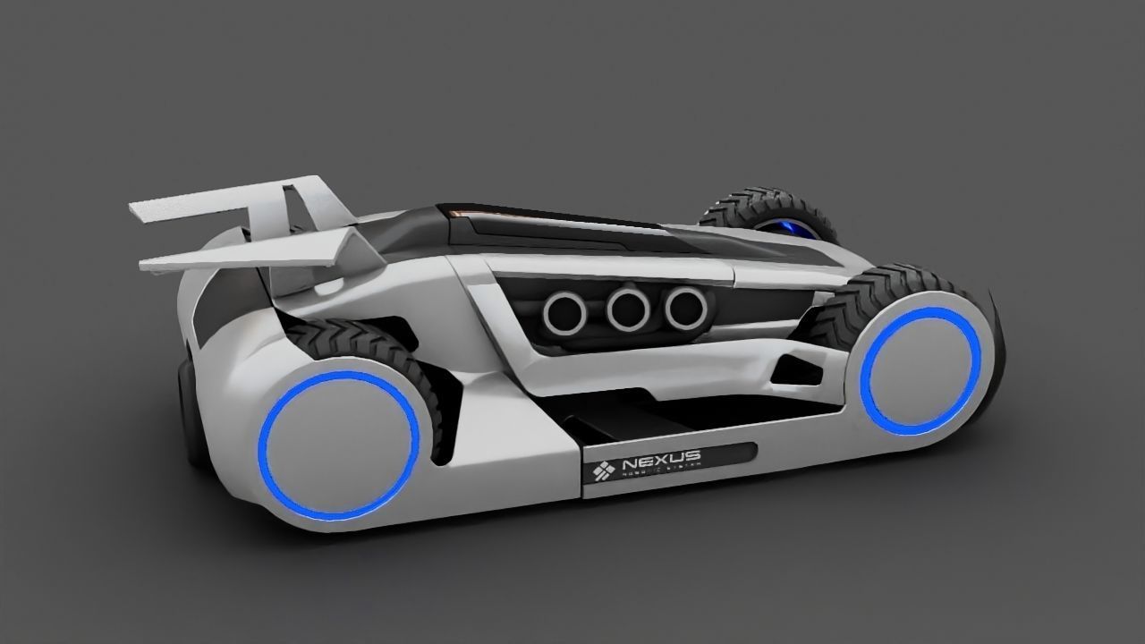 Futuristic race vehicle rigged 3D model_2