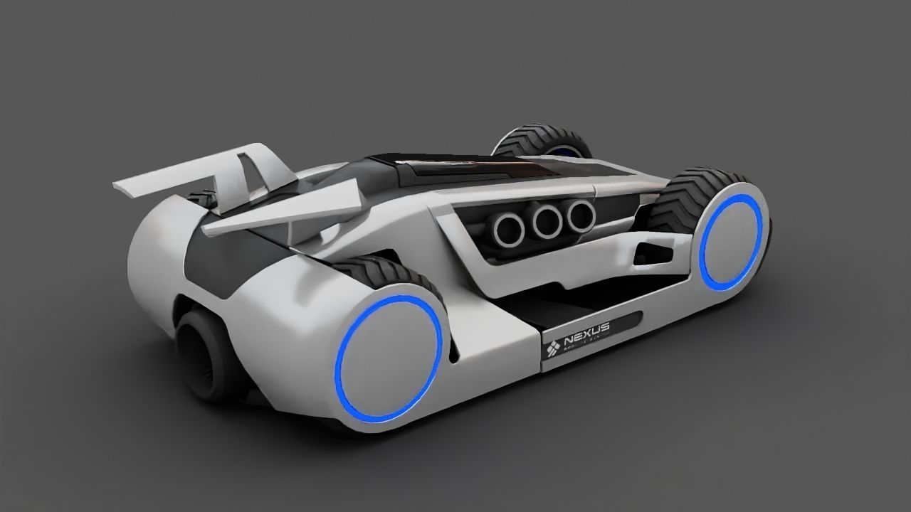 Futuristic race vehicle rigged 3D model_3