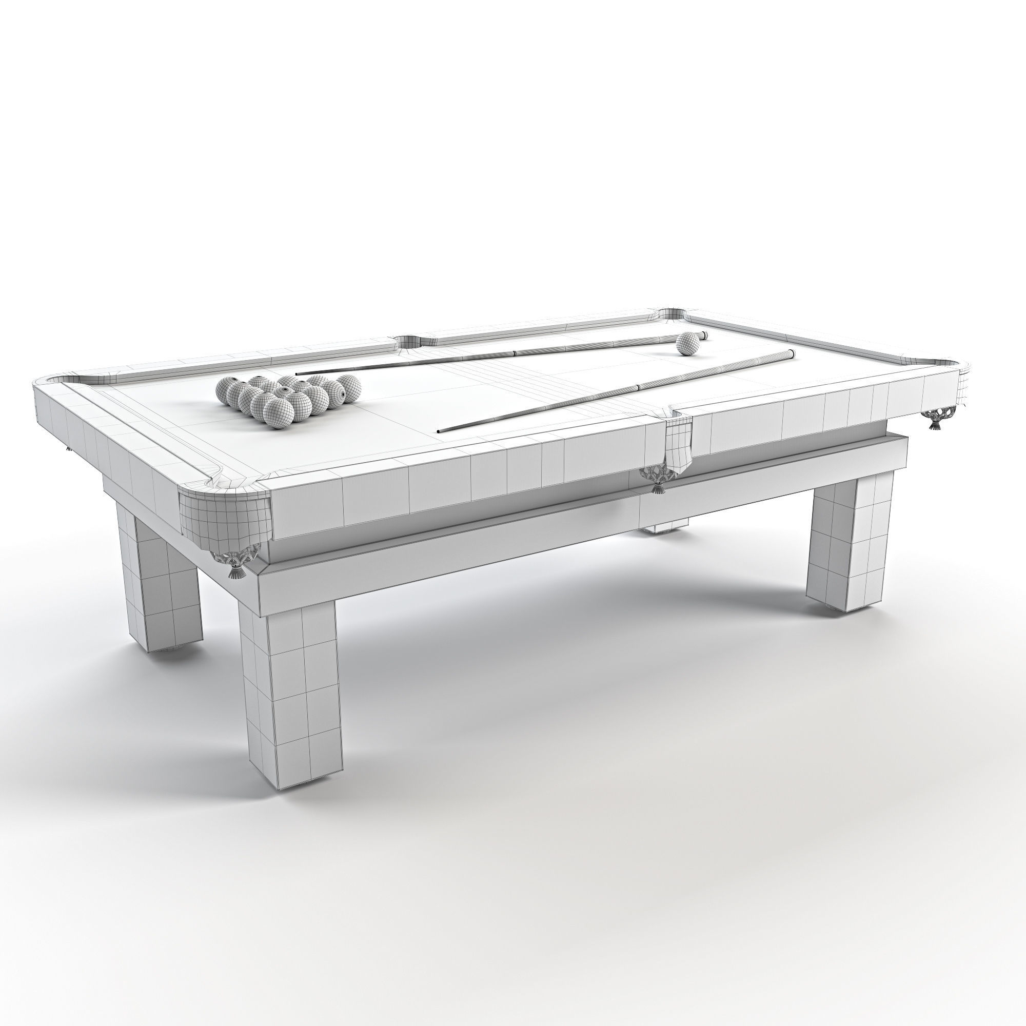 Rustic Pool Table 3D model_5