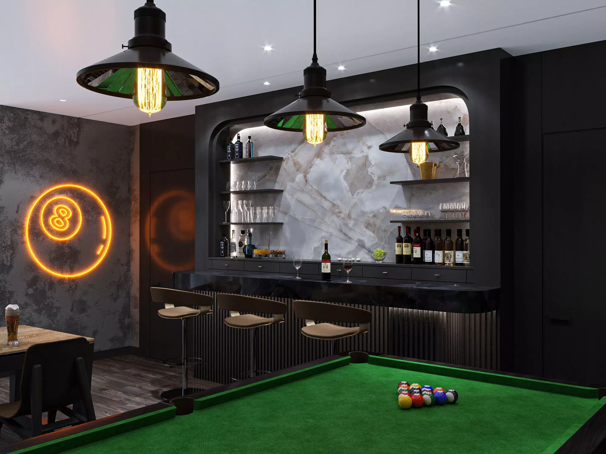 Game and bar party room 3D model