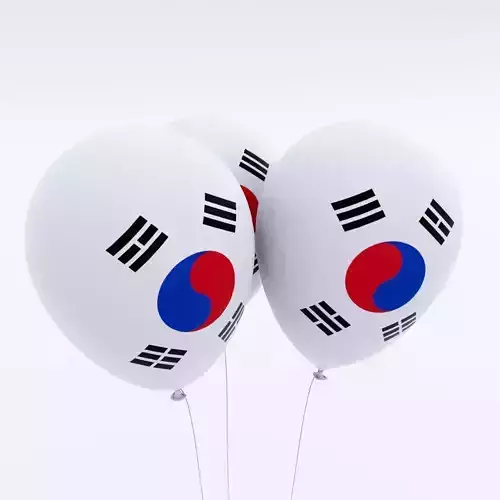 South Korea country balloon low poly 3d model 