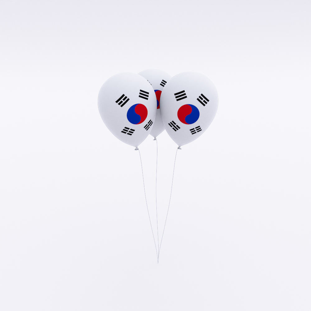 South Korea country balloon low poly 3d model  Low-poly 3D model_1